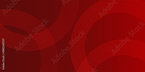 Abstract red background with glowing curve lines. Modern shiny red gradient geometric circle lines pattern. Futuristic concept. Suit for banner, brochure, poster, presentation, cover, website