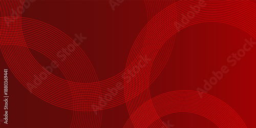 Abstract red background with glowing curve lines. Modern shiny red gradient geometric circle lines pattern. Futuristic concept. Suit for banner, brochure, poster, presentation, cover, website