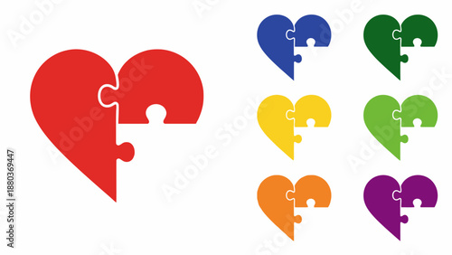 Colorful Puzzle Hearts Unity Connection.