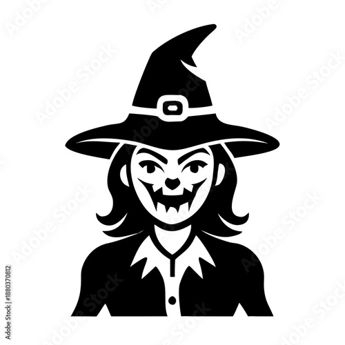 halloween witch cackling icon silhouette illustration for spooky and Halloween design 