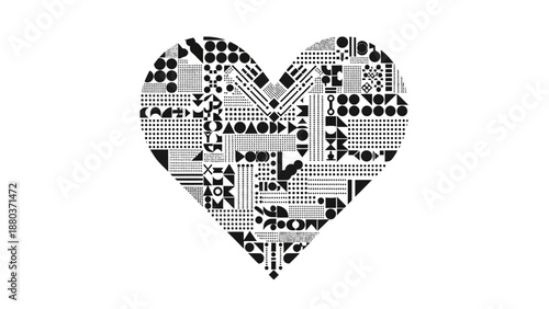 Heart Shape Made from Various Patterns.