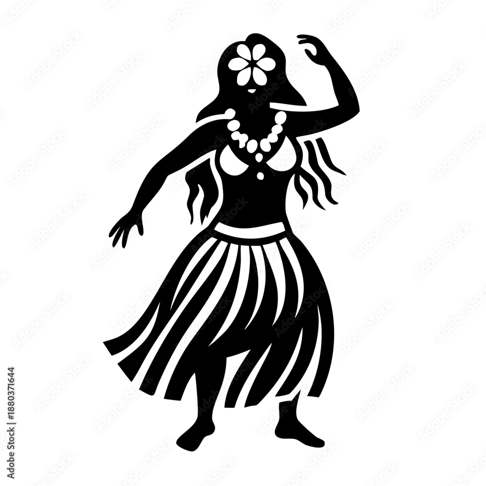 Fototapeta premium hula dancer swaying hips icon silhouette illustration for dance and performance design 
