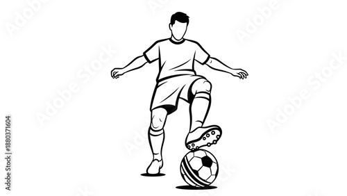 Man Playing Soccer with Football Illustration.