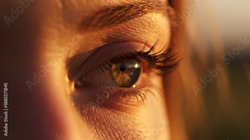 Close Up of Woman's Eye, Golden Hour Light