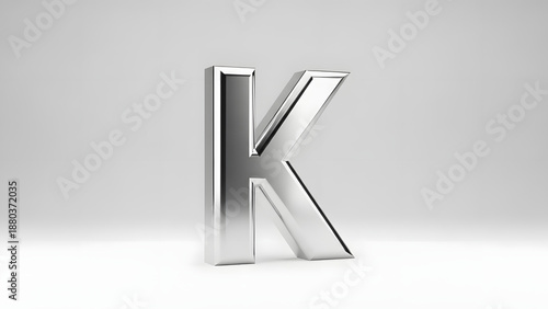 Isolated Chrome Letter K on White Background