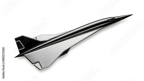 Sleek Metallic Jet Isolated on White