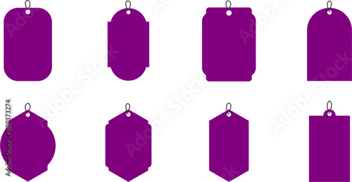 Colorful Collection of Blank Blue Price Tags with Assorted Shapes and Hanging Strings for Retail Events