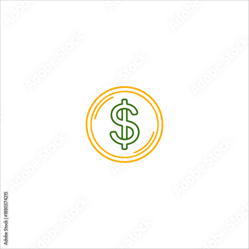 dollar coin icon hand drawn illustration artwork