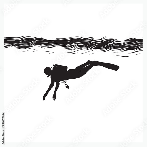 vector illustration of a diver in the sea.