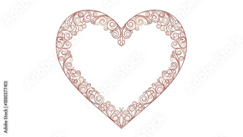 A delicate pink heart shaped icon with intricate swirling patterns