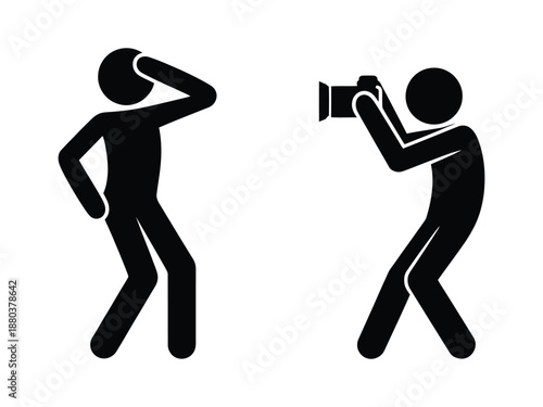 Photographer Taking Picture of Person Icon Silhouette Camera Photography Symbol