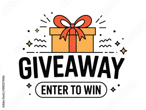 Gift Box Giveaway Banner with Ribbon and Stars