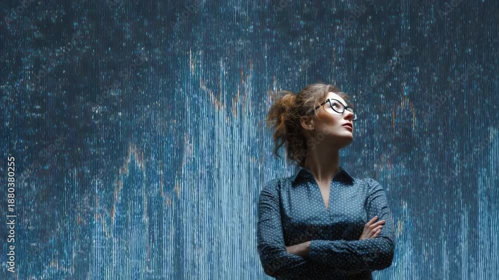 Visionary Woman Contemplating: A woman looks up with a vision and ...