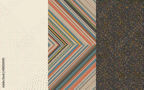 Colorful striped geometric pattern with dotted background