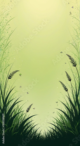 green grass background with copy space