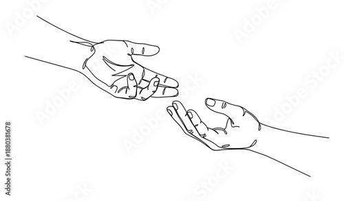 Minimal continuous line helping hands vector illustration editable stroke