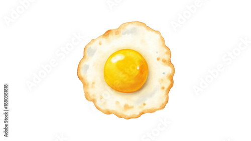 Fried egg sunny side up isolated on white background