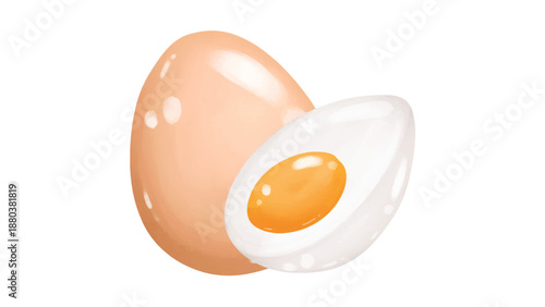 Hard boiled egg with yolk sliced in half vector illustration