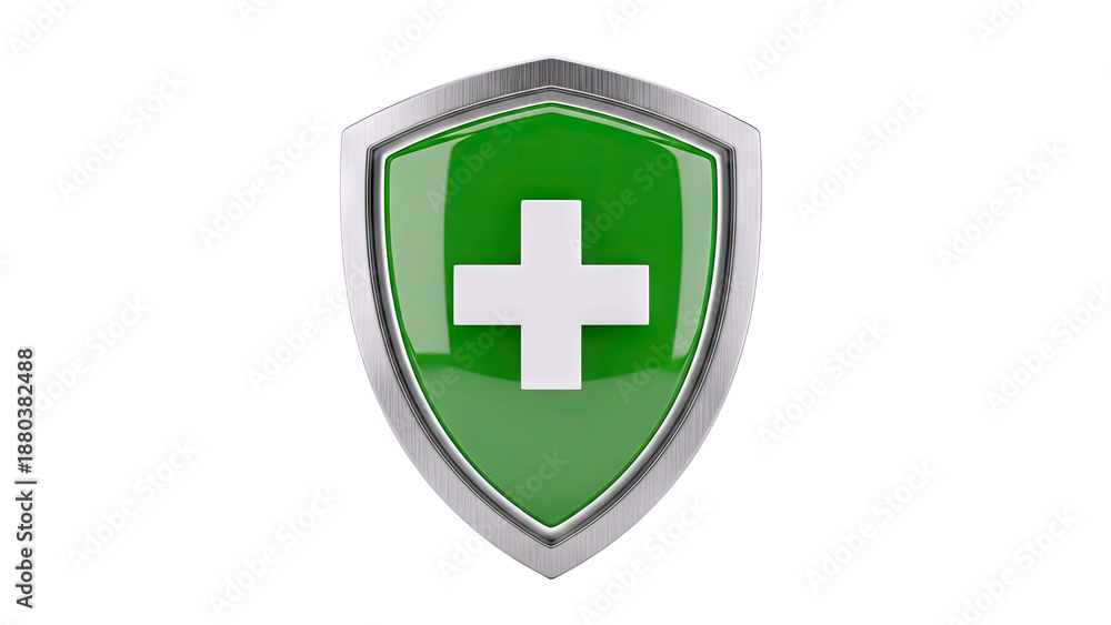 Fototapeta premium Green Shield with White Cross