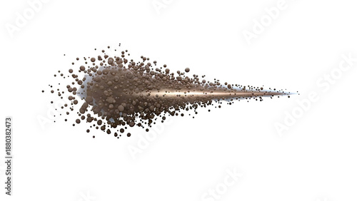 Brown Particle Stream with Light Streak
