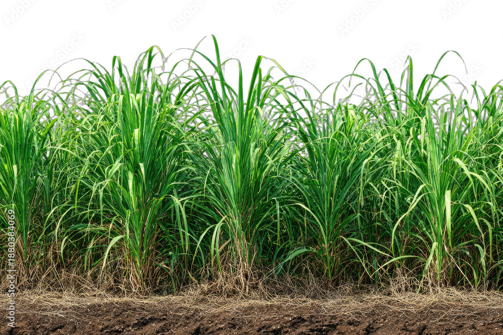 Obraz premium Lush green tall stalks of a grassy crop extend across the frame