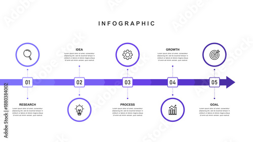 Business road map timeline infographic concept. with icons and 5 steps. Can be used for workflow layout, icons, diagram, report, web design Creative. marketing data. Vector illustration