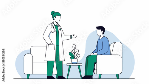 Doctor and patient in a calm and supportive therapy session