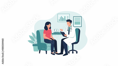 Doctor consulting patient in modern medical office setting