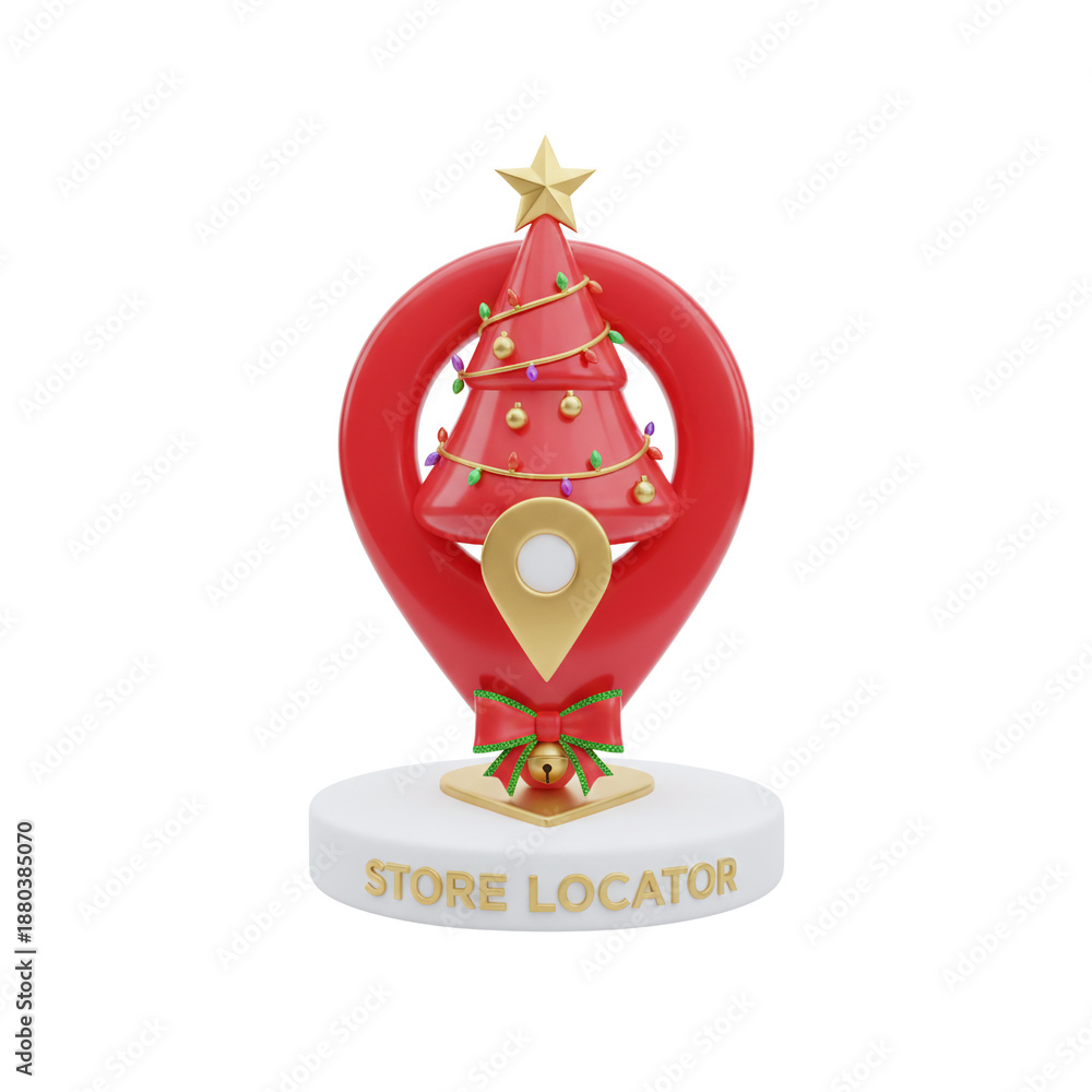 Fototapeta premium Holiday store locator icon with christmas tree pin