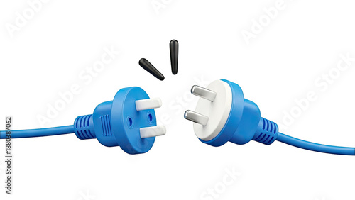 Unplugged Blue Electrical Plugs