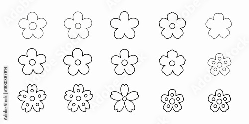 Simple black and white floral arrangement with repeating flower shapes