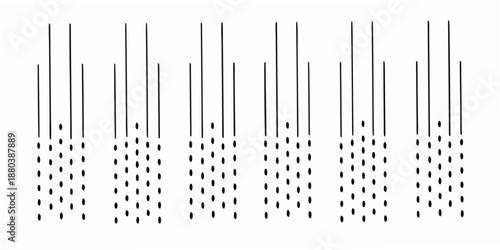 Abstract vertical lines and dotted patterns create a minimalist monochrome design