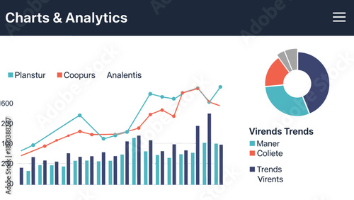 Charts and Analytics Graphs on Screen.