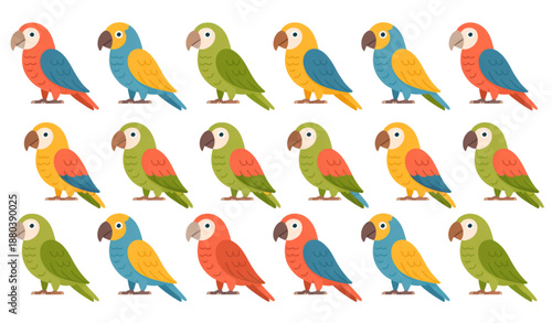 Find the Same Parrot Matching Game Vector Worksheet for Preschool Kids