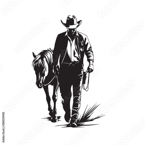 vector illustration of a man with horse
