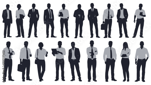 Collection of Business People Silhouettes Standing.