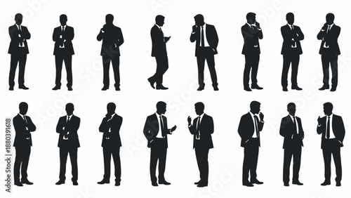 Collection of Businessmen Silhouettes in Various Poses.