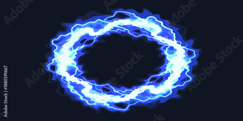 Electric blue energy circle on a dark background creating a magical effect
