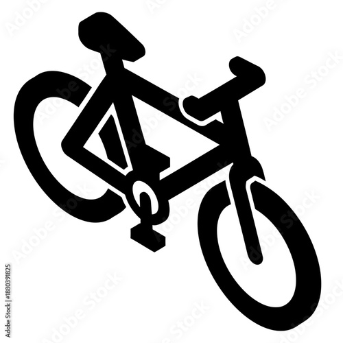 Minimal Black and White Bicycle Icon in Flat Vector Style Isolated on White Background