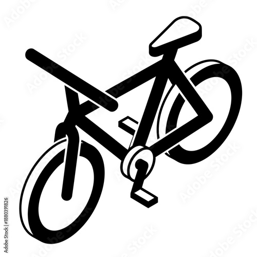 Minimal Black and White Bicycle Icon in Flat Vector Style Isolated on White Background
