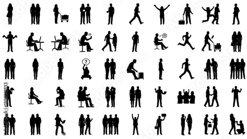 Collection of Various Human Silhouette Figures.