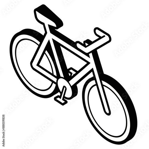 Minimal Black and White Bicycle Icon in Flat Vector Style Isolated on White Background
