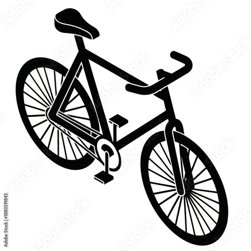Minimal Black and White Bicycle Icon in Flat Vector Style Isolated on White Background