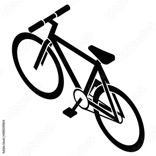 Minimal Black and White Bicycle Icon in Flat Vector Style Isolated on White Background