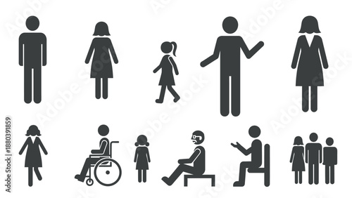 Diverse People Silhouettes in Various Poses.