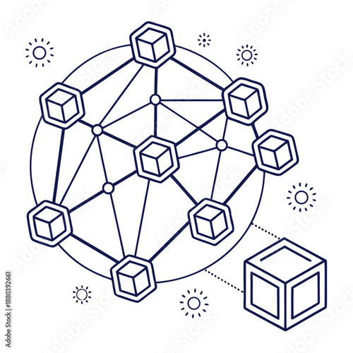 Blockchain Network Concept Illustration with Connected Nodes