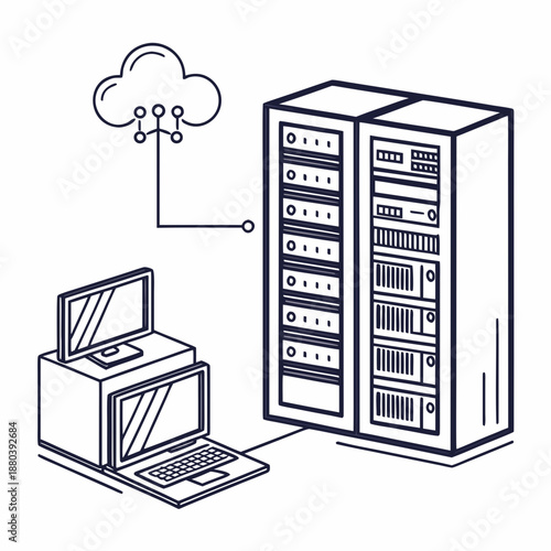 Cloud Computing Infrastructure Icons for Server and Network Systems