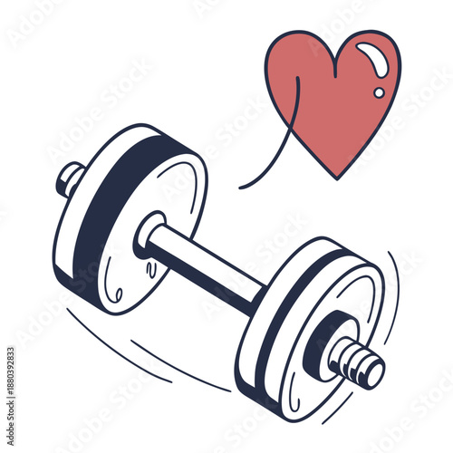 Fitness Activity Concept with Dumbbell and Heart Icons