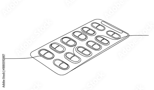 Minimal continuous line medicine bottle vector illustration editable stroke