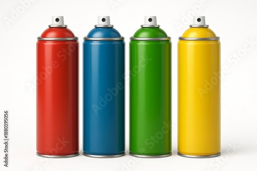 A spray paint can is placed on a white background.